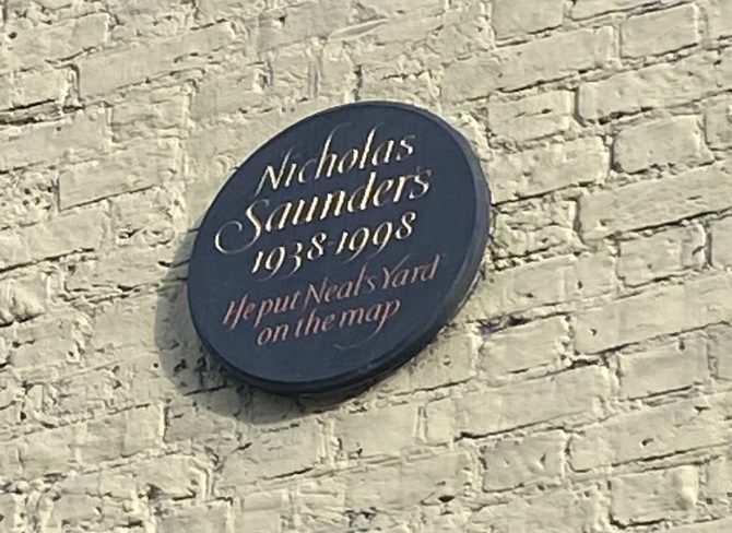 Nicholas Saunders, Black Plaque, Neal’s Yard