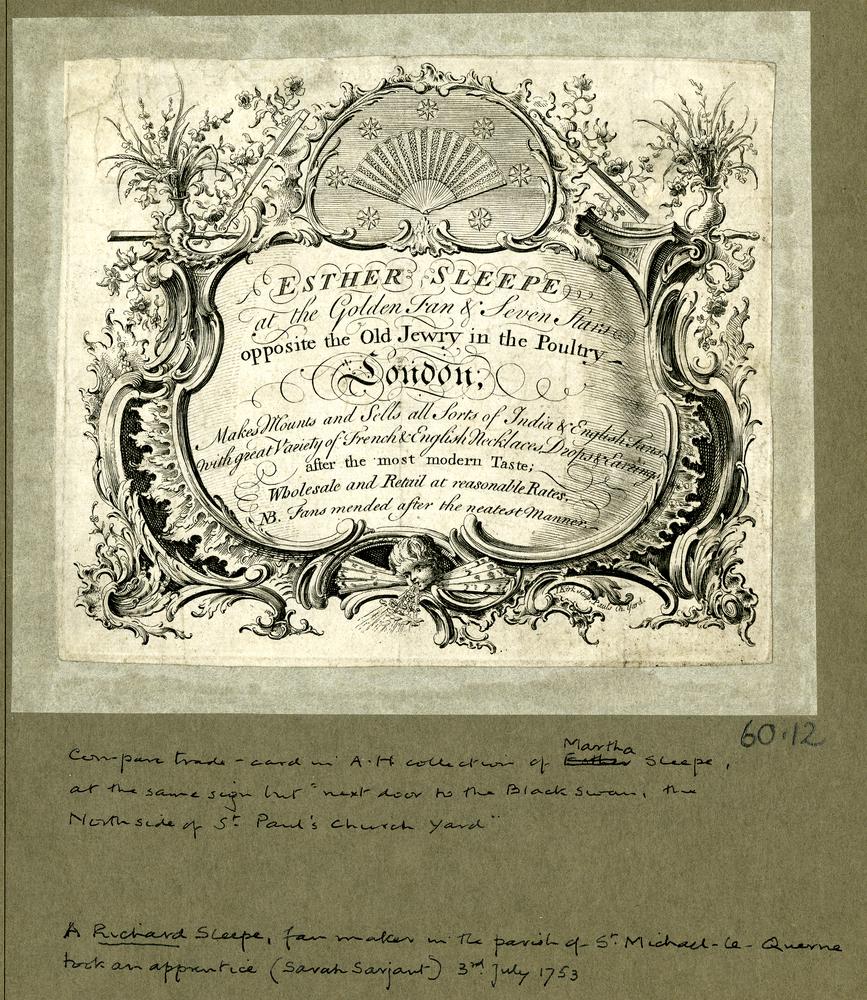 Esther Sleepe's business card as displayed in the British Museum