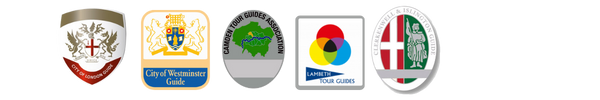 All London Tour Guide Badges: Clerkenwell & Islington Guide, City of London Guide, Camden Tour Guide Association, City of Westminster Guide and Institute of Tourist Guiding, Lambeth Tour Guides