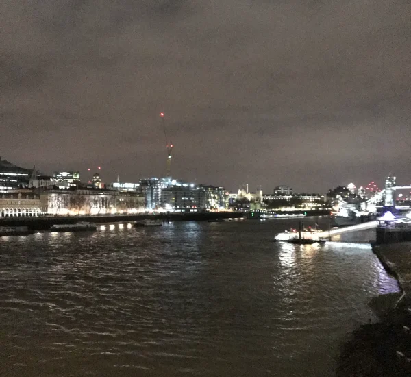 The River Thames after dark, viewed from London Bridge   | Photo by Hazel Baker